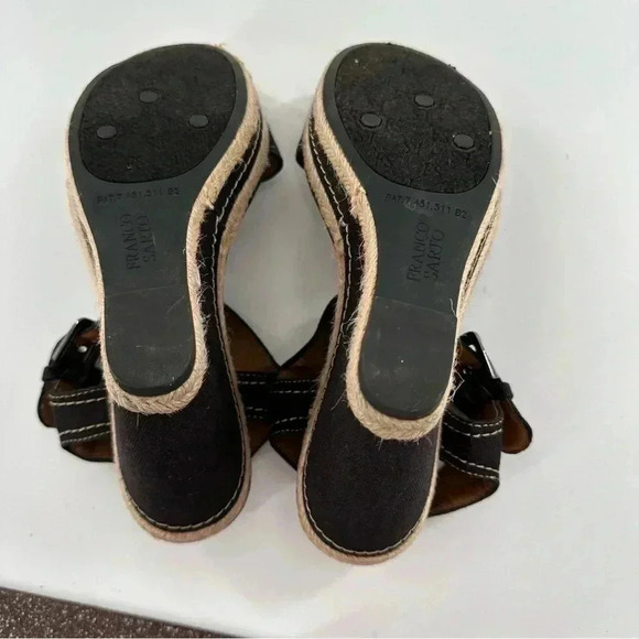 Franco Sarto womens sandals size 6 black canvas platform wedge Espadrilles - Picture 8 of 13